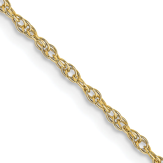 18 Inch 10K 1.35mm Carded Cable Rope Chain Necklace