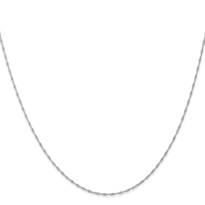 10K White Gold 1mm Carded Singapore Chain