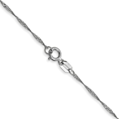 10K White Gold 1mm Carded Singapore Chain