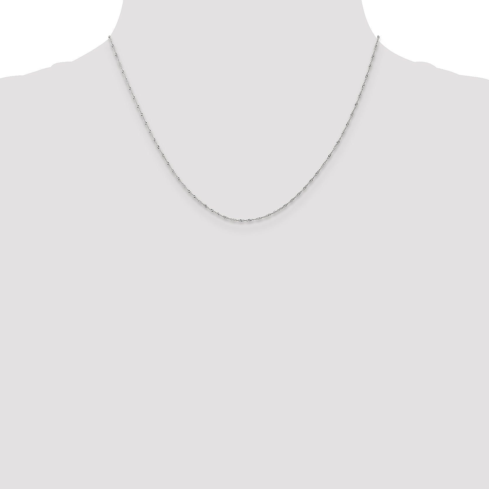 18 Inch 10K White Gold 1mm Carded Singapore Chain Necklace
