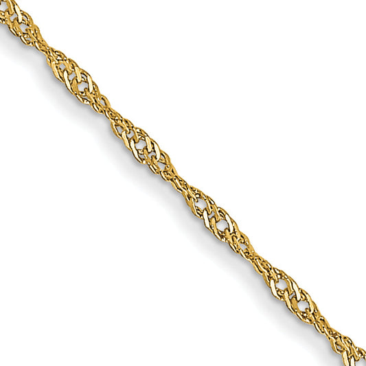 10K Yellow Gold 1mm Carded Singapore Chain