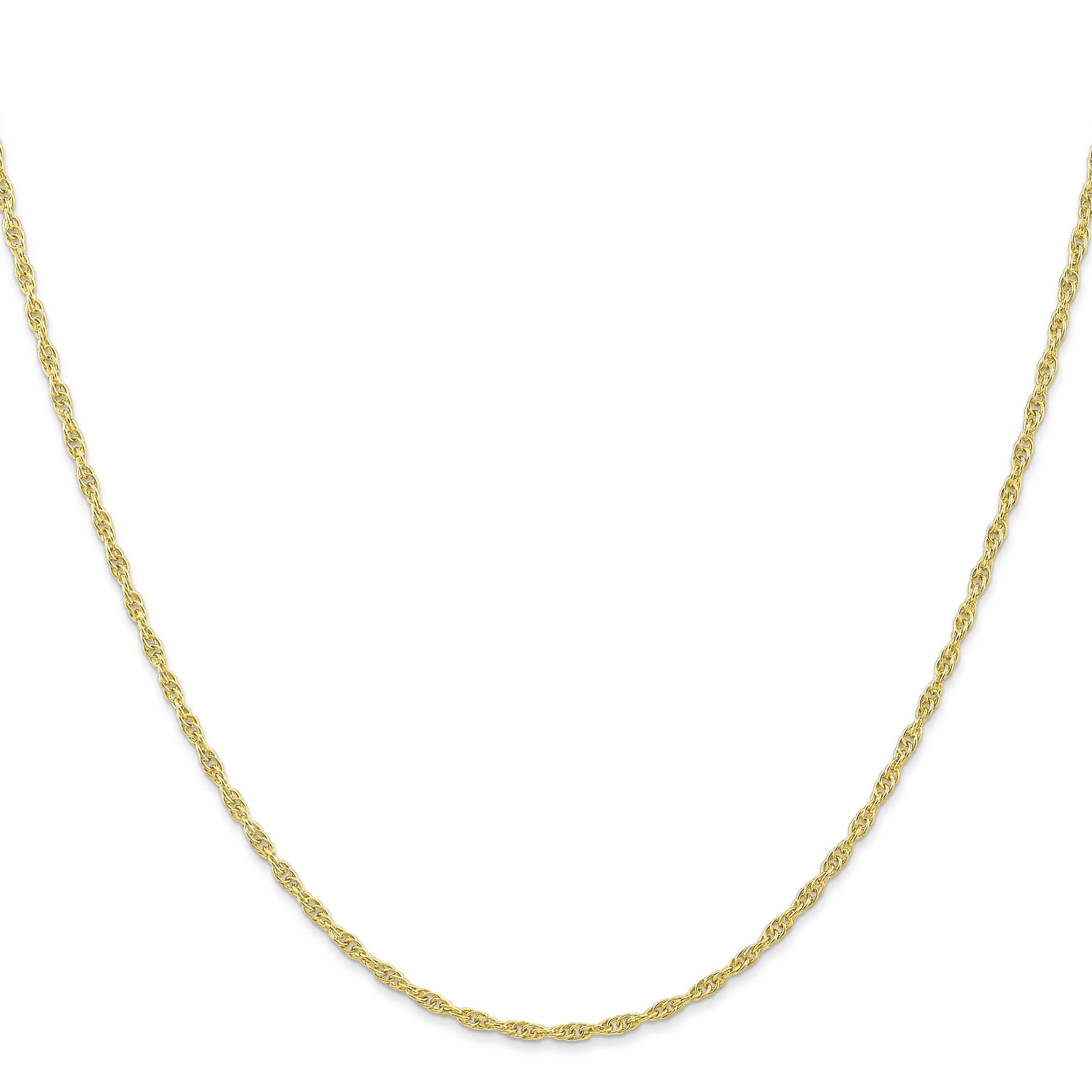 16 Inch 10K Yellow Gold 1.55mm Carded Cable Rope Chain Necklace