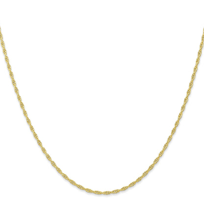 18 Inch 10K Yellow Gold 1.55mm Carded Cable Rope Chain Necklace