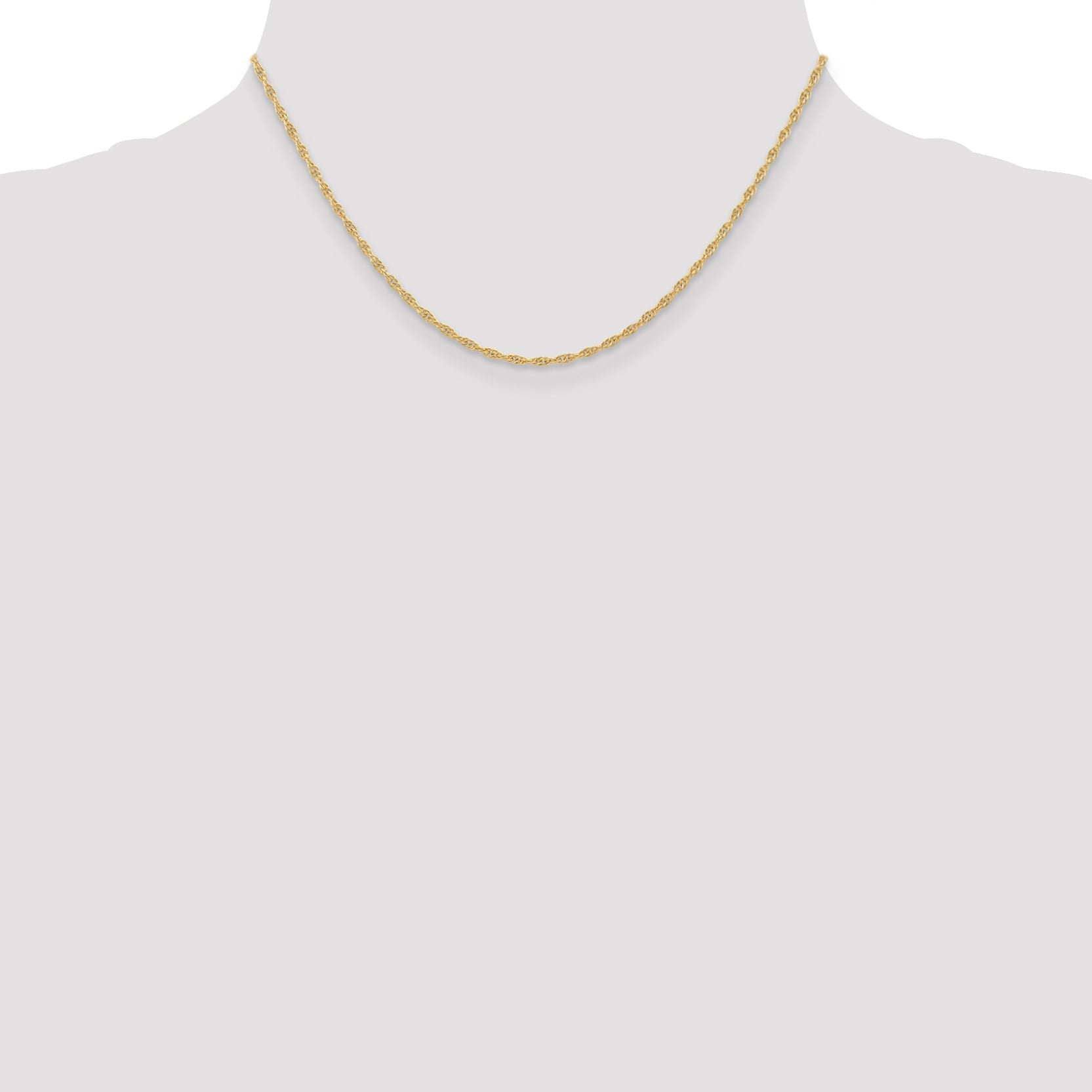 16 Inch 10K Yellow Gold 1.55mm Carded Cable Rope Chain Necklace