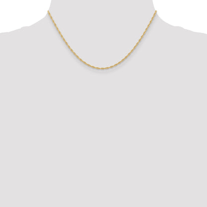 16 Inch 10K Yellow Gold 1.55mm Carded Cable Rope Chain Necklace