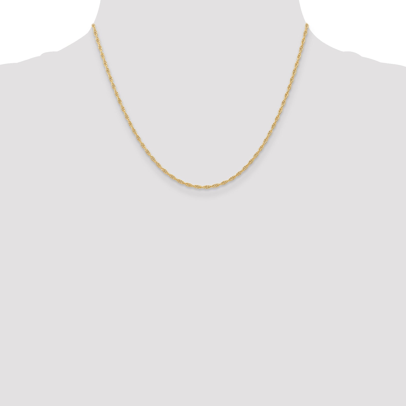 18 Inch 10K Yellow Gold 1.55mm Carded Cable Rope Chain Necklace