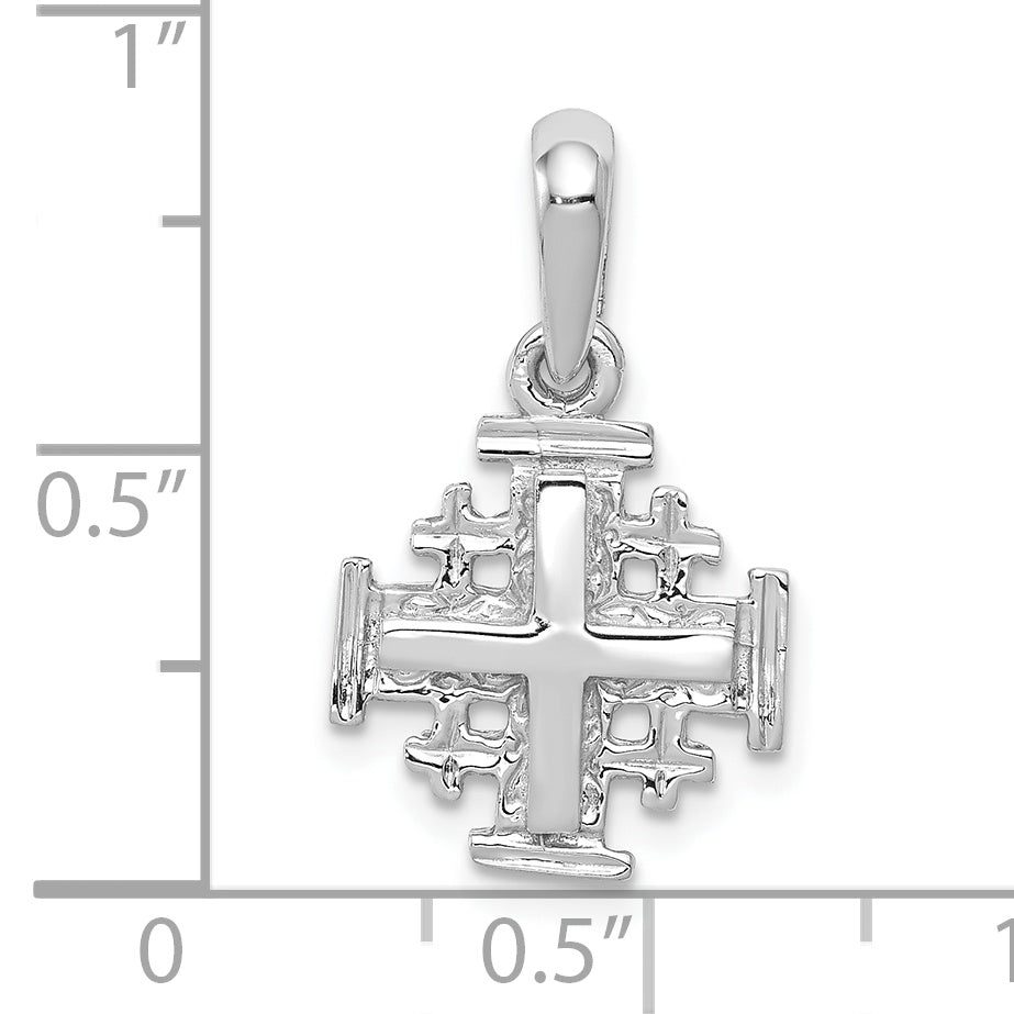 10K White Gold Jerusalem Cross Charm