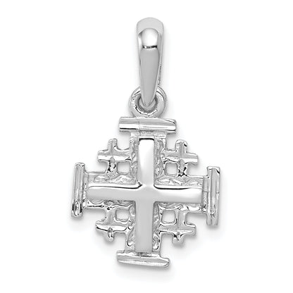 10K White Gold Jerusalem Cross Charm