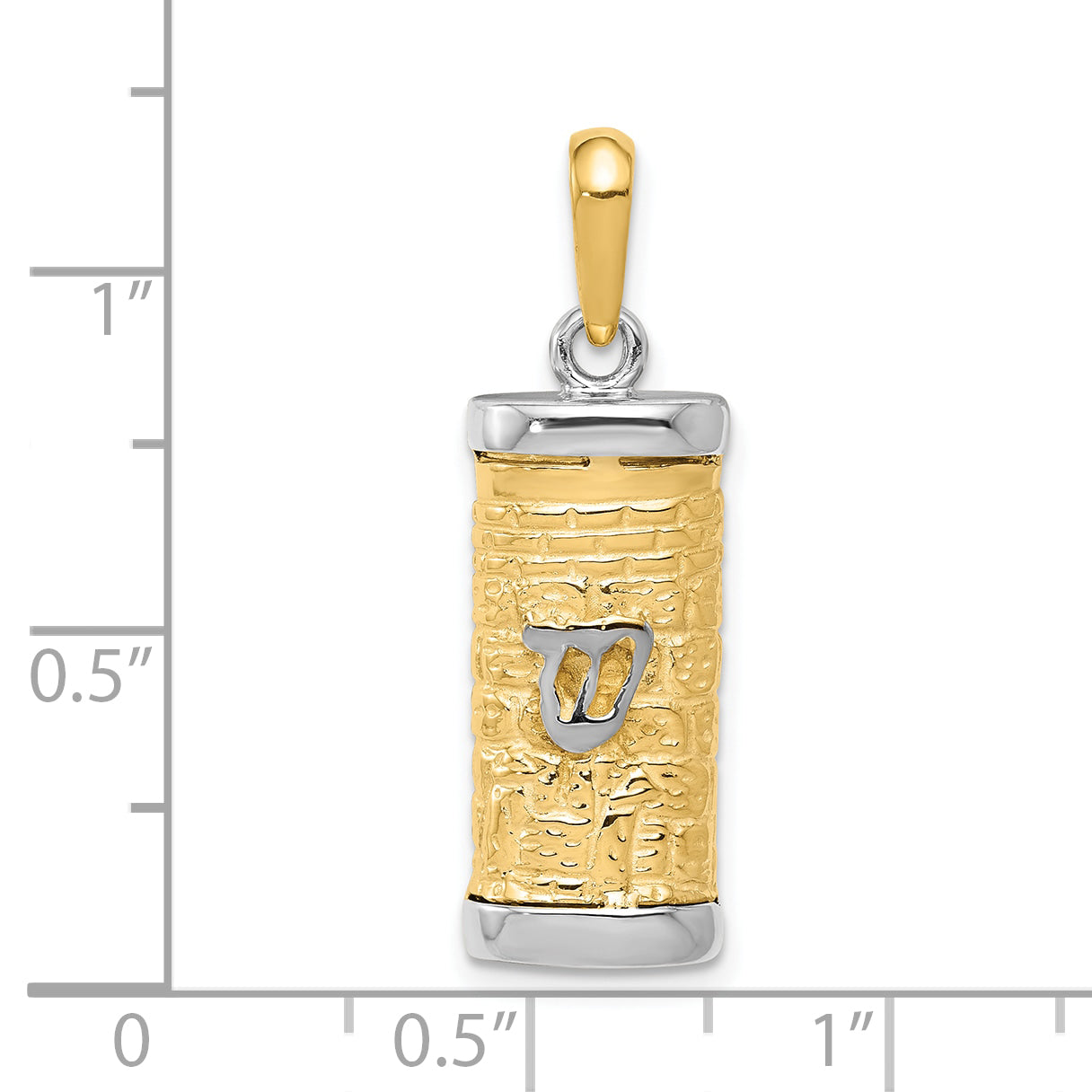 10K Two-Tone Mezuzah Pendant