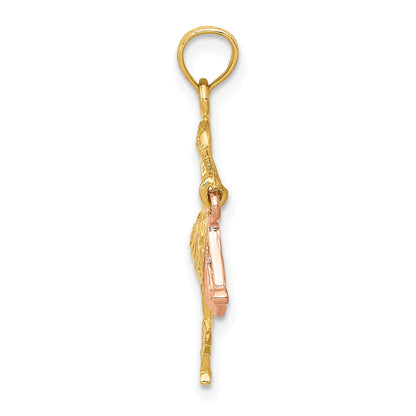 10K Two-Tone Stork W/Dangling Baby Charm