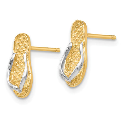 10K Yellow W/Rhodium 10K W/Rhodium Flip Flop Earrings