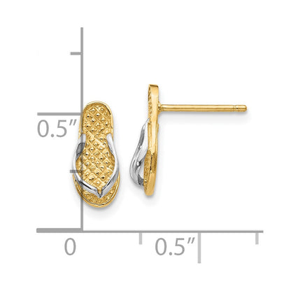 10K Yellow W/Rhodium 10K W/Rhodium Flip Flop Earrings