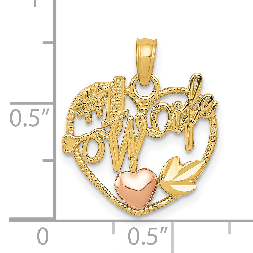 10K Two-Tone #1 Wife Heart Pendant
