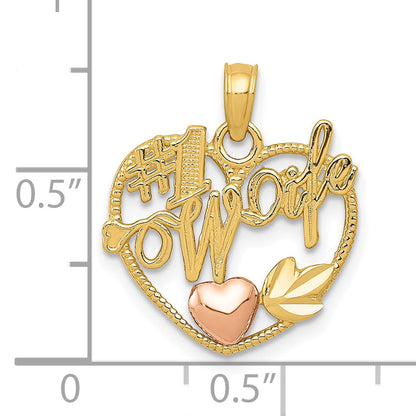 10K Two-Tone #1 Wife Heart Pendant