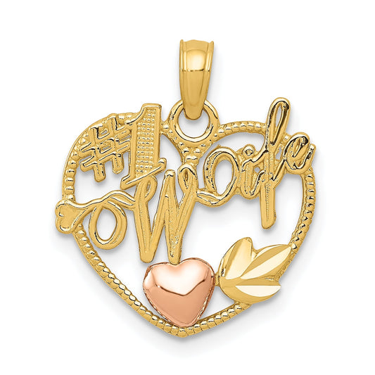 10K Two-Tone #1 Wife Heart Pendant