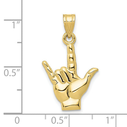 10K Yellow Gold Polished I Love You Hand/Sign Language Charm