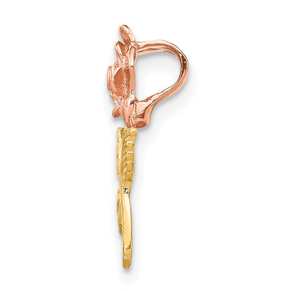 10K Two-Tone 10K Rose Flower Slide