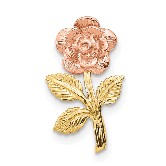 10K Two-Tone 10K Rose Flower Slide