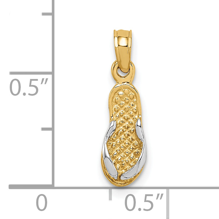 10K Yellow W/Rhodium & Rhodium Single Flip-Flop Pendant