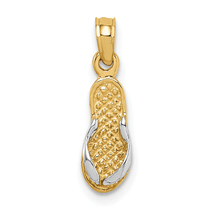 10K Yellow W/Rhodium & Rhodium Single Flip-Flop Pendant