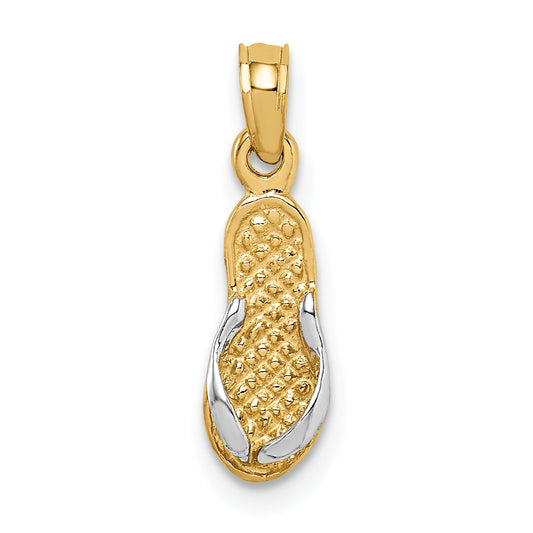 10K Yellow W/Rhodium & Rhodium Single Flip-Flop Pendant