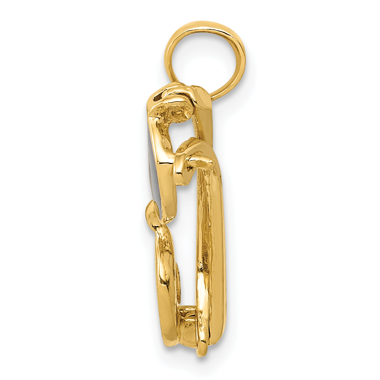 10K Yellow Gold 3-D Black Enameled Moveable Sunglasses Pendant