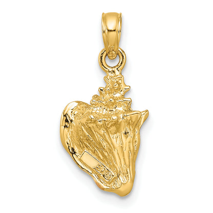 10K Yellow Gold Enameled 3-D Conch Shell Pendant