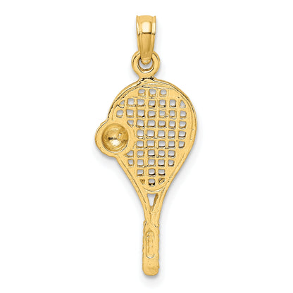 10K Yellow W/Rhodium Polished Tennis Racquet Pendant