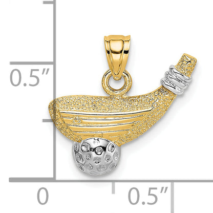 10K Yellow W/Rhodium Rhodium Golf Club And Ball Charm