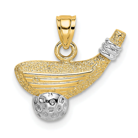 10K Yellow W/Rhodium Rhodium Golf Club And Ball Charm
