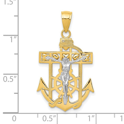 10K Two-Tone Mariner'S Crucifix Pendant