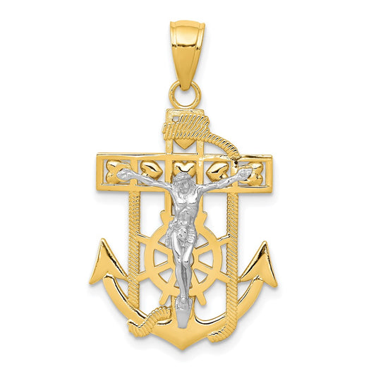 10K Two-Tone Mariner'S Crucifix Pendant