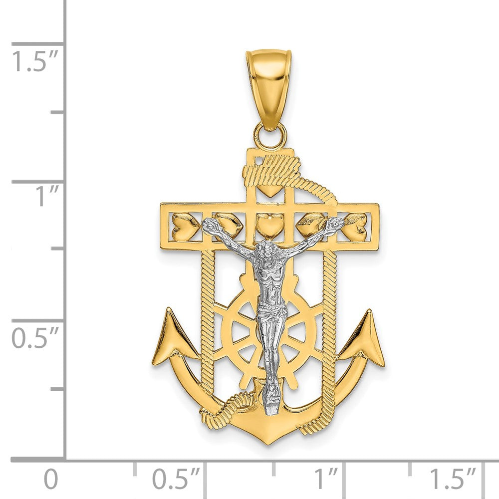 10K Two-Tone Mariner'S Crucifix Pendant