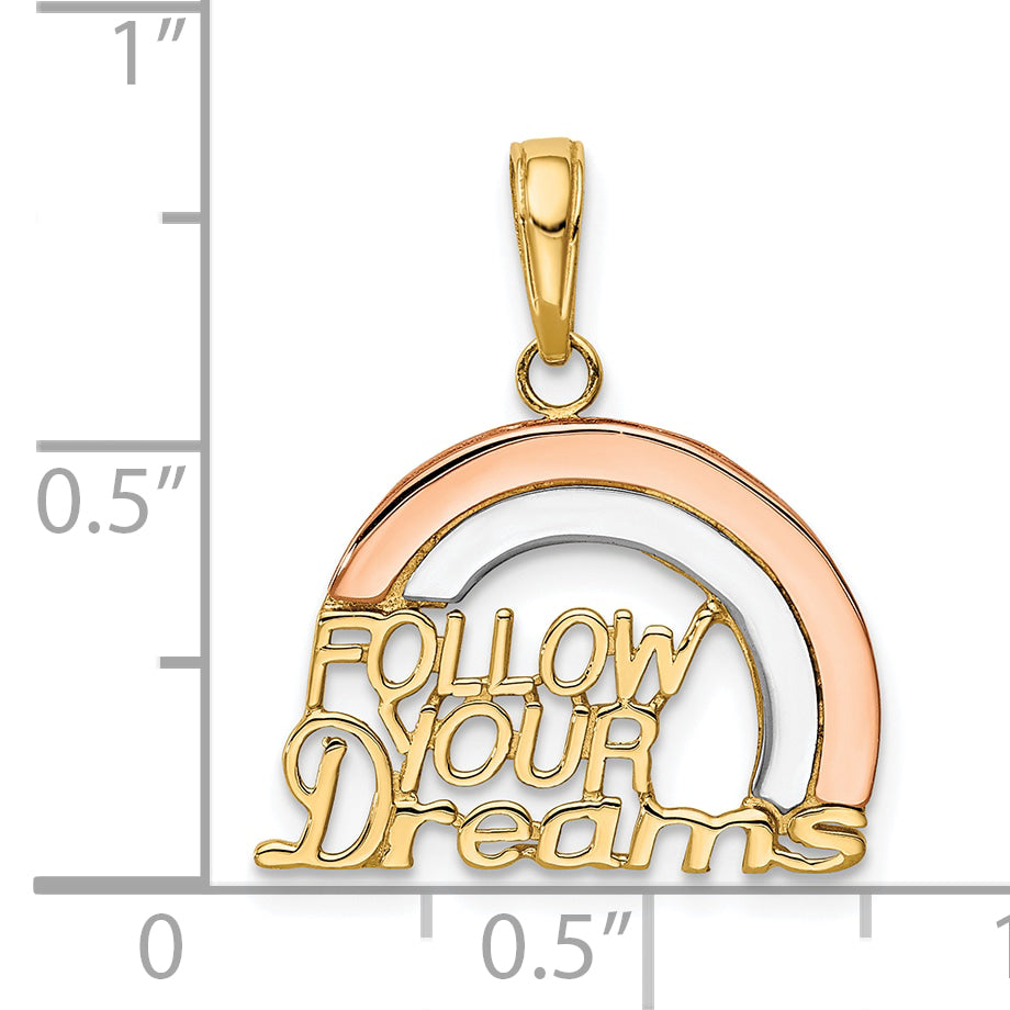 10K Two-Tone Y&Rose Gold W/Rhodium Follow Your Dreams Rainbow Pendant