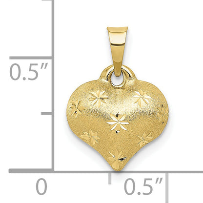 10K Yellow Gold 10K Polished & Satin D/C 3-D Puffed Heart Pendant