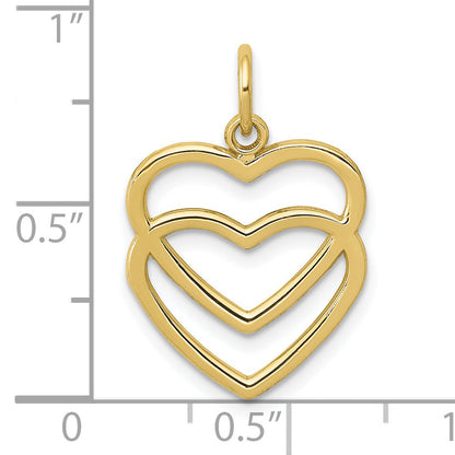 10K Yellow Gold 10K Polished Double Heart Pendant