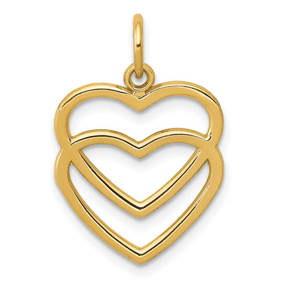 10K Yellow Gold 10K Polished Double Heart Pendant