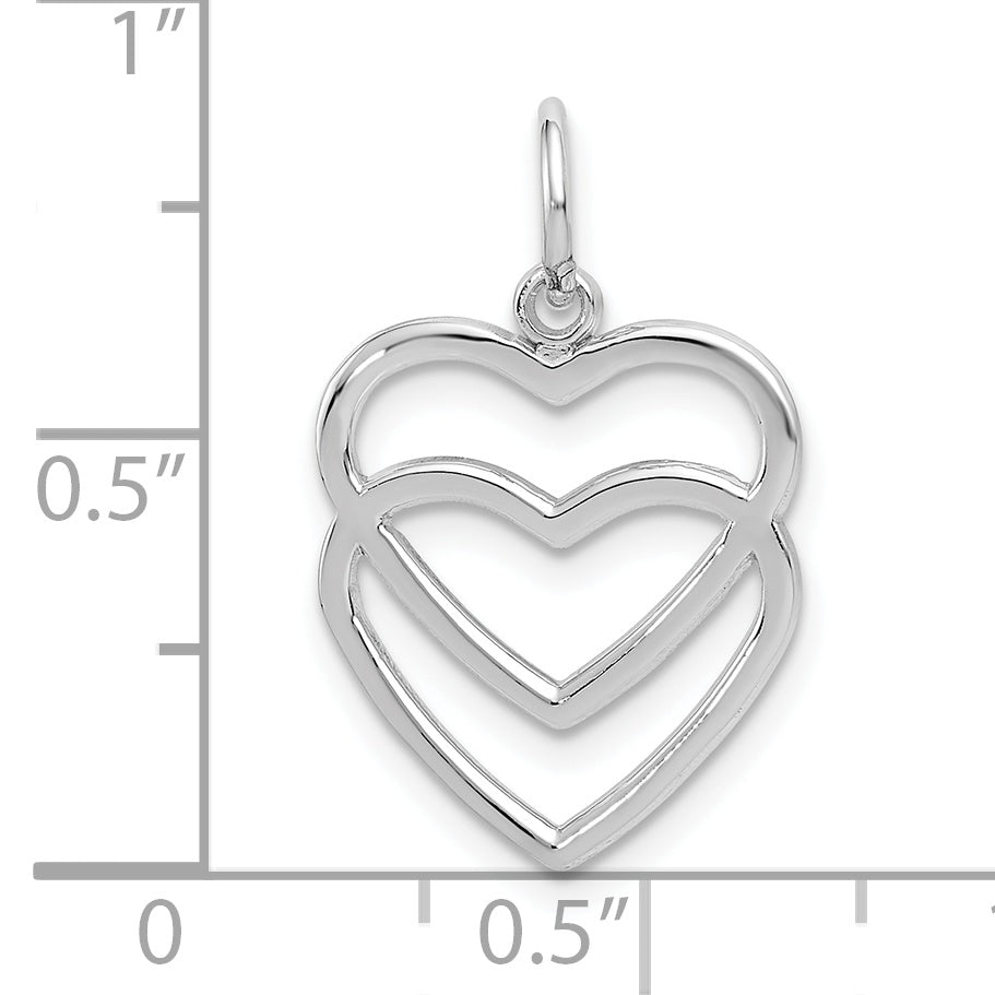 10K White Gold Wg Double Heart Charm