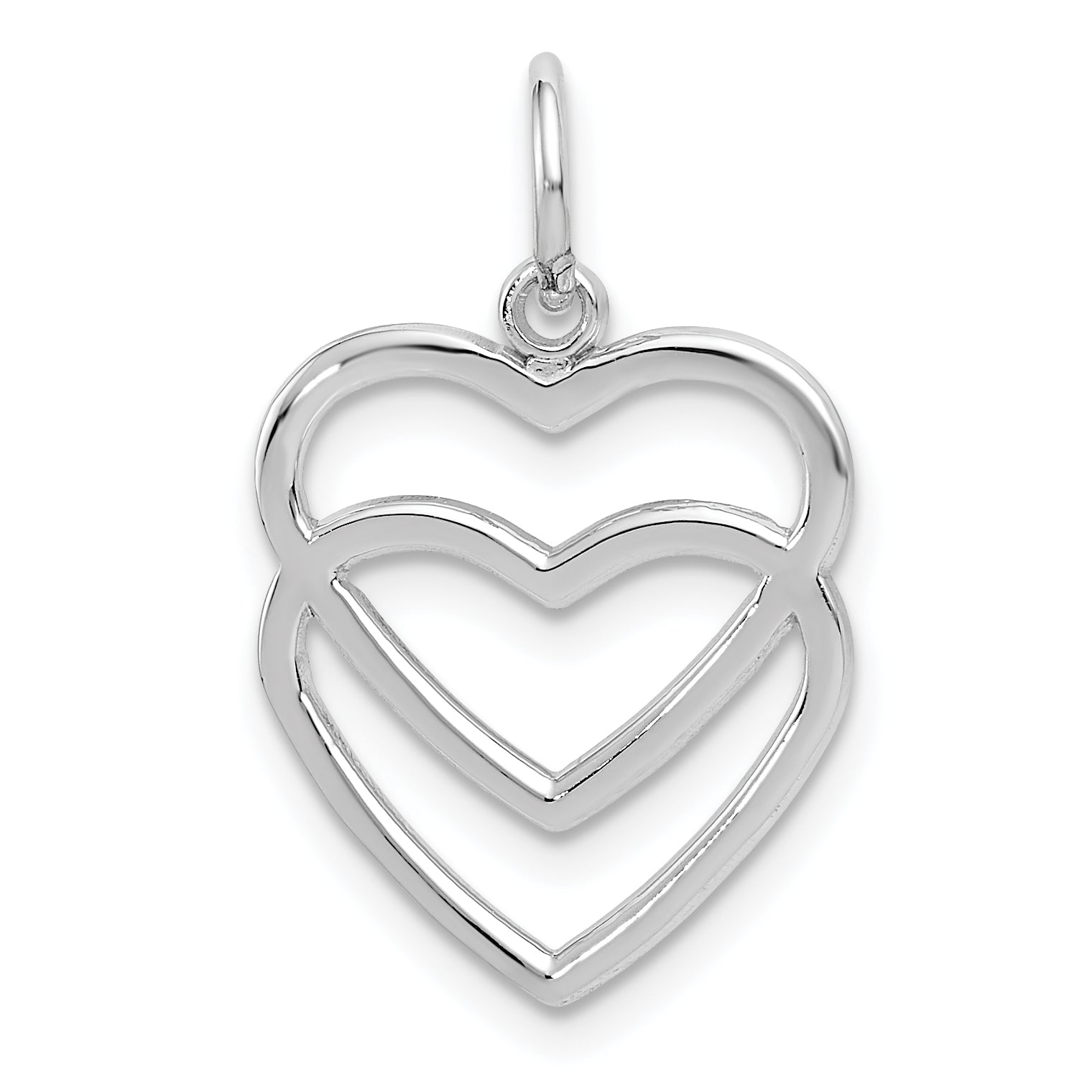 10K White Gold Wg Double Heart Charm