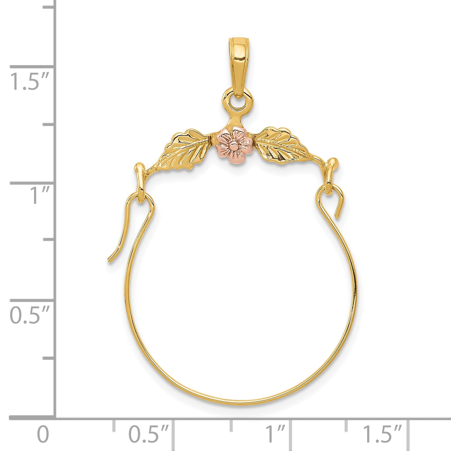 10K Two-Tone Leaves W/Flower Charm Holder