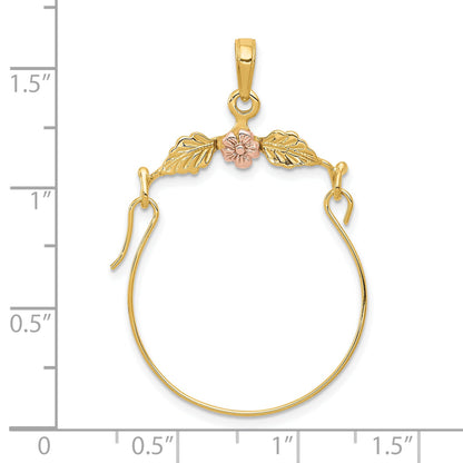 10K Two-Tone Leaves W/Flower Charm Holder