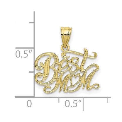 10K Yellow Gold 10K Best Mom Pendant