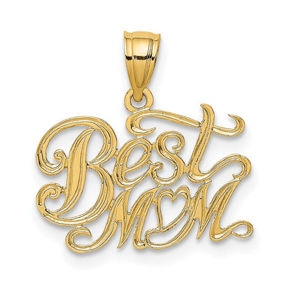10K Yellow Gold 10K Best Mom Pendant