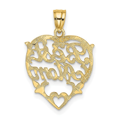 10K Yellow Gold Best Mom Heart Charm