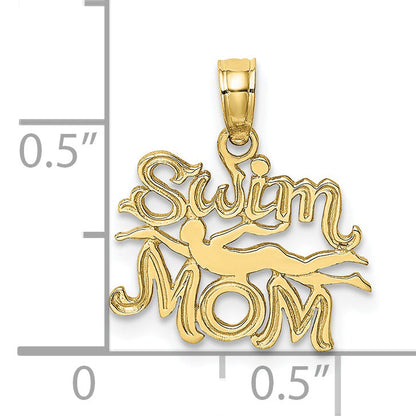 10K Yellow Gold 10K Swim Mom W/Swimmer Charm