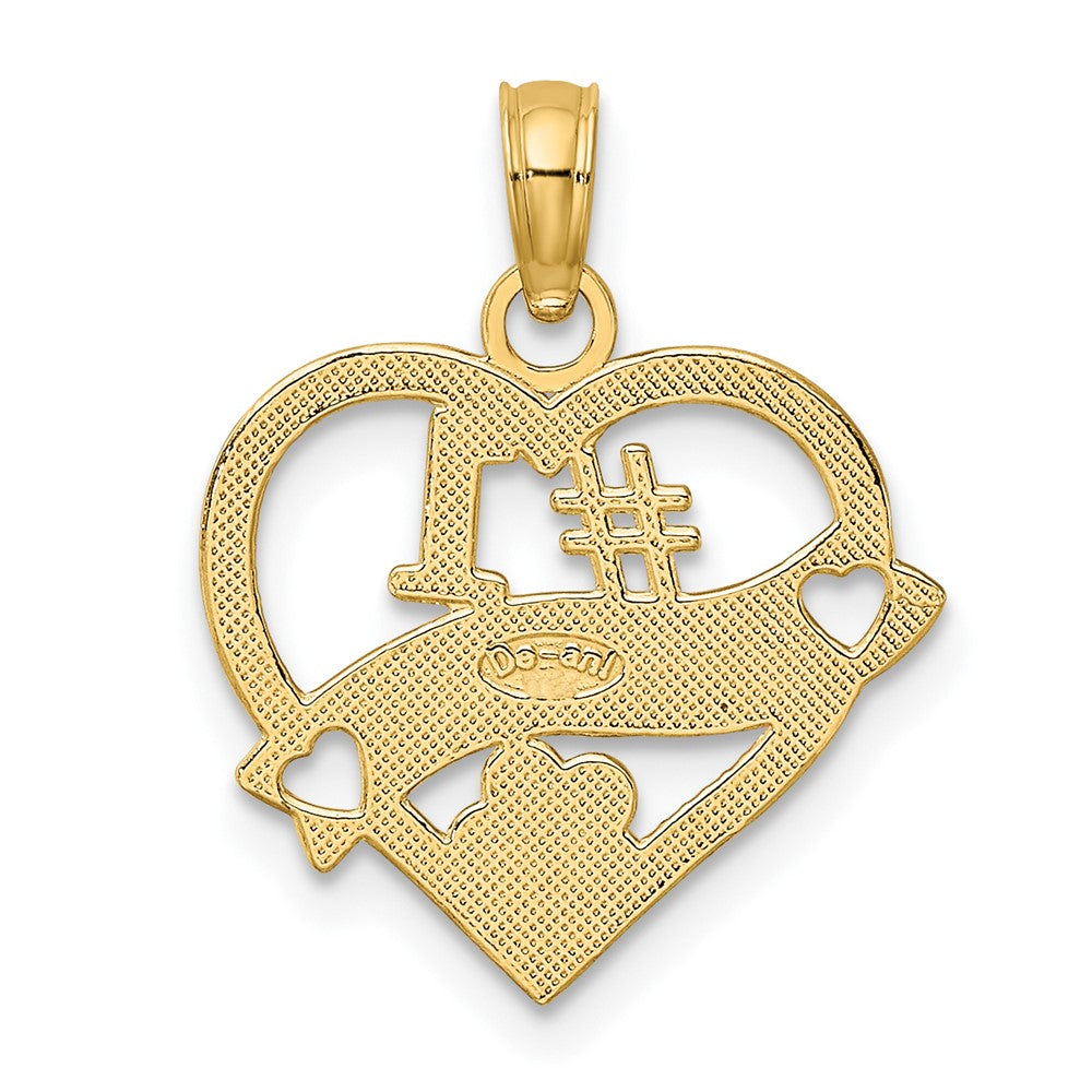 10K Yellow Gold 10K #1 Wife Heart Pendant