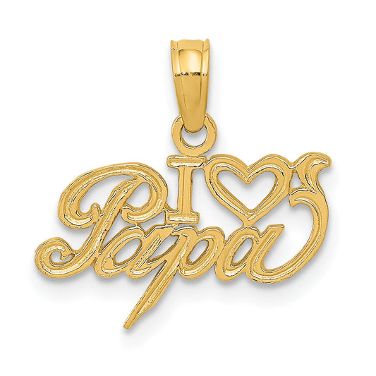 10K Yellow Gold I Heart Papa Charm