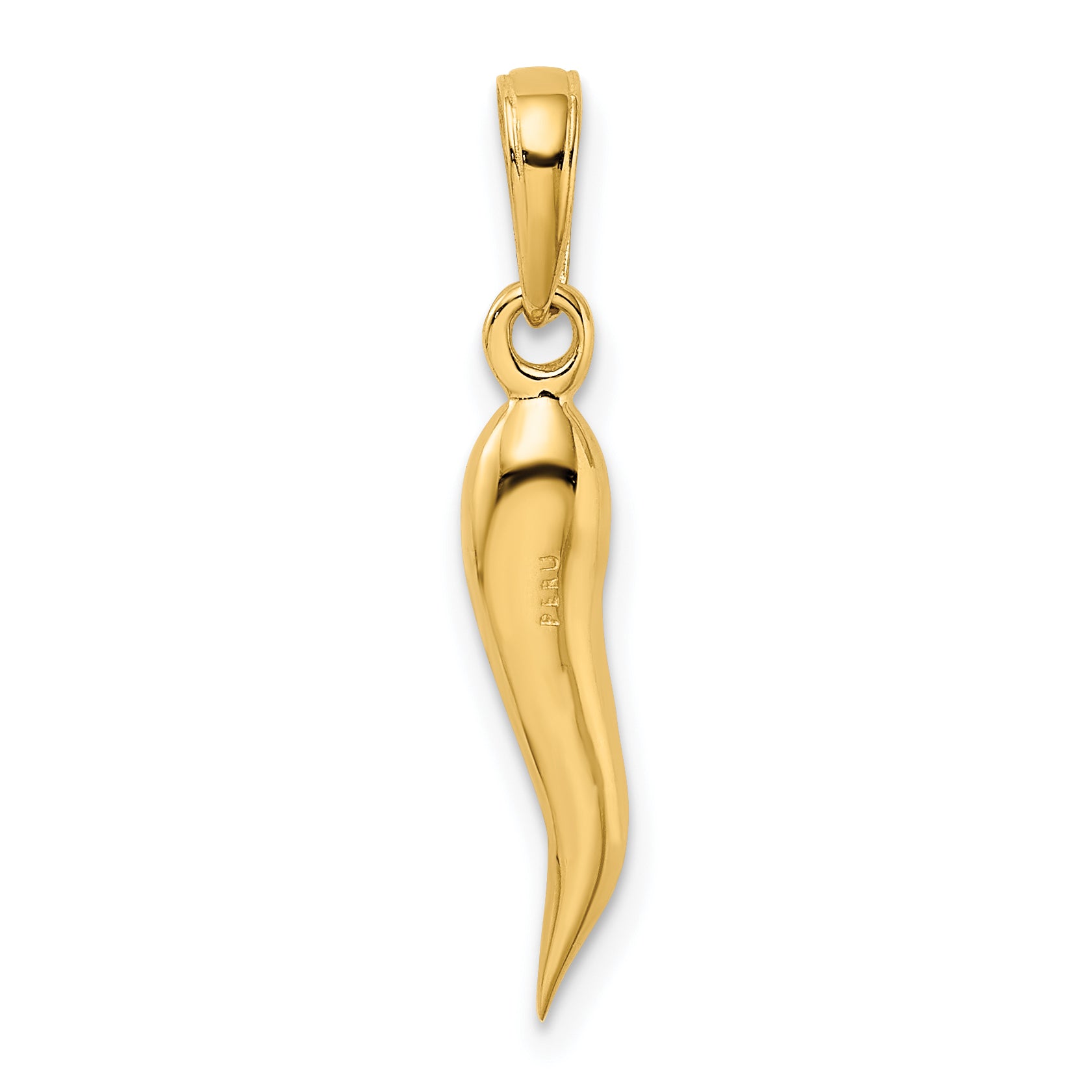 10K Yellow Gold 10K Medium Italian Horn Pendant