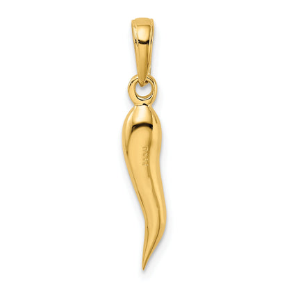 10K Yellow Gold 10K Medium Italian Horn Pendant