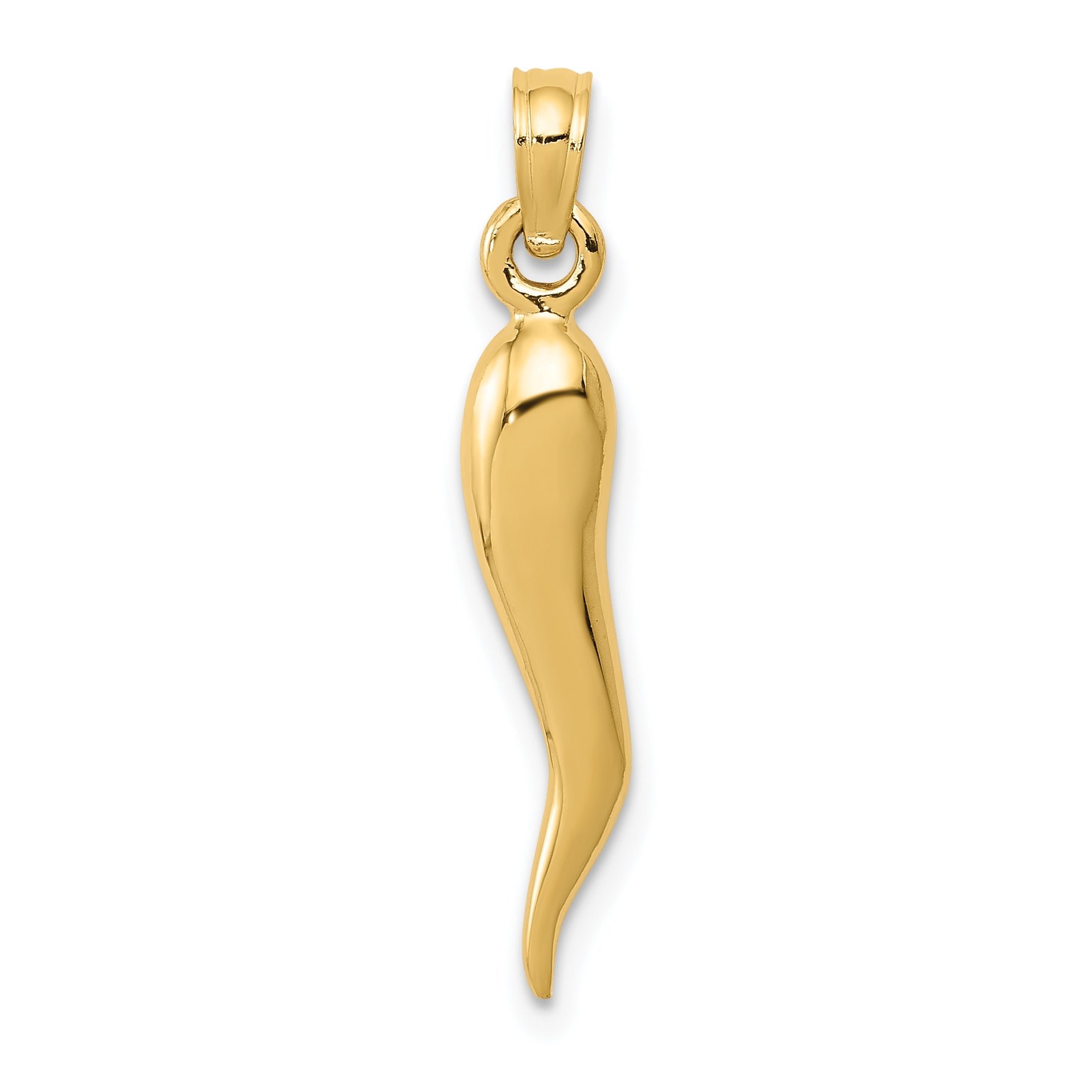 10K Yellow Gold 10K Medium Italian Horn Pendant